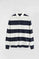 Nude striped polo shirt with shirt collar and Rigby Go embroidery