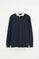 Navy-blue long-sleeve polo shirt with shirt collar and Rigby Go embroidery