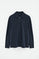 Navy-blue long-sleeve polo shirt with zipped collar and Polo Club patch