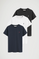 Women’s 3-pack T-shirts in white, navy blue and black with regular fit and Rigby Go embroidery