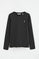 Black long-sleeve round-neck T-shirt with Rigby Go embroidery