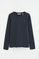 Navy-blue long-sleeve round-neck T-shirt with Rigby Go embroidery