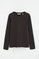 Dark-chocolate long-sleeve round-neck T-shirt with Rigby Go embroidery