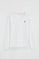 White long-sleeve V-neck T-shirt with Rigby Go embroidery