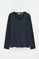 Navy-blue long-sleeve V-neck T-shirt with Rigby Go embroidery