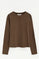 Brown ribbed Henley T-shirt with Rigby Go embroidery