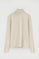 Beige ribbed T-shirt with mock neck and Polo Club logo