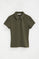 Army-green short-sleeve polo shirt with slim fit and Rigby Go embroidery