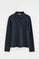 Navy-blue long-sleeve polo shirt with slim fit and Rigby Go embroidery