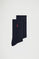 Unisex 2-pack ribbed navy-blue socks with Rigby Go embroidery