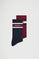 Unisex 2-pack striped socks in navy and maroon Polo Club