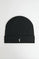 Black wool-blend knit beanie with Rigby Go logo