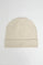 Beige wool-blend knit beanie with Rigby Go logo